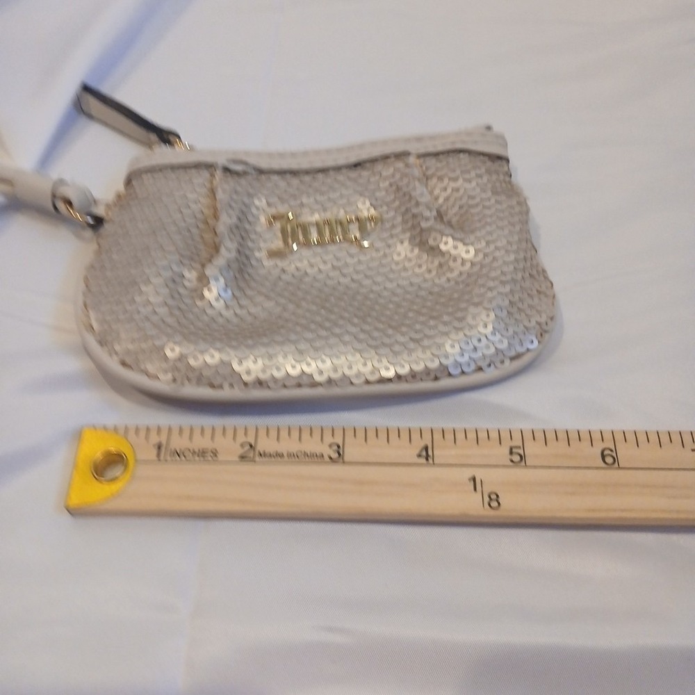 Juicy Couture‎ Y2K Sequin Wristlet Bag Off White Logo Glam Mini Purse Bling - Picture 15 of 15